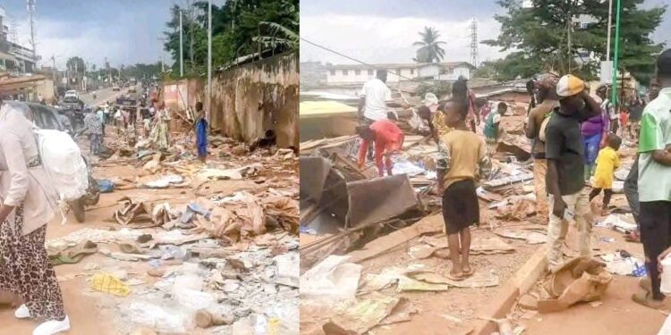 YAOUNDÉ MARCHÉ MELEN: DES BOUTIQUES QUI VIOLENT L’ESPACE PUBLIC ONT ÉTÉ DÉMOLIES.