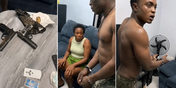 SUD-OUEST: UN BRAQUEUR PRÉSUMÉ DES POINTS ORANGE MONEY ET MOMO ARRÊTÉ AVEC DEUX PISTOLETS À LIMBÉ
